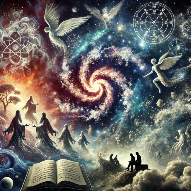 Ancient Myths and Legends: Unveiling the Mysteries of Our Past Abstract cosmic scene depicting the origin and development of stories.