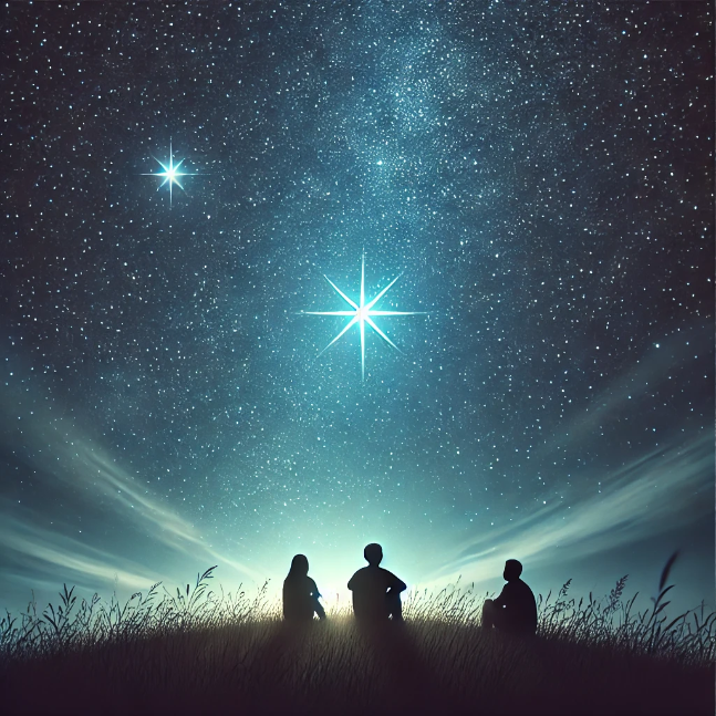 Unbreakable Bonds: Part 2 - More Friendship Quotes to Celebrate Your Connections Two friends sitting on a hill under a starry night sky, symbolizing enduring friendship.